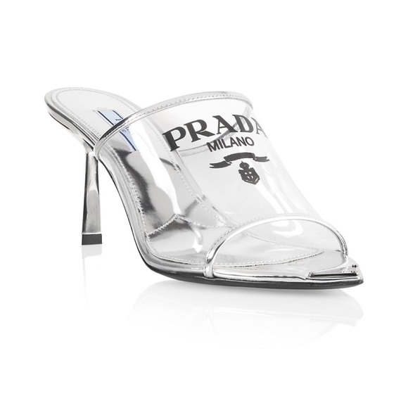 Prada Shoes - Prada PVC Logo Sandal Mules